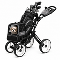 4-Wheel Golf Push Cart with Detachable Pet Carrier