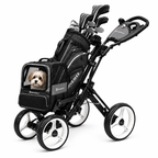 4-Wheel Golf Push Cart with Detachable Pet Carrier