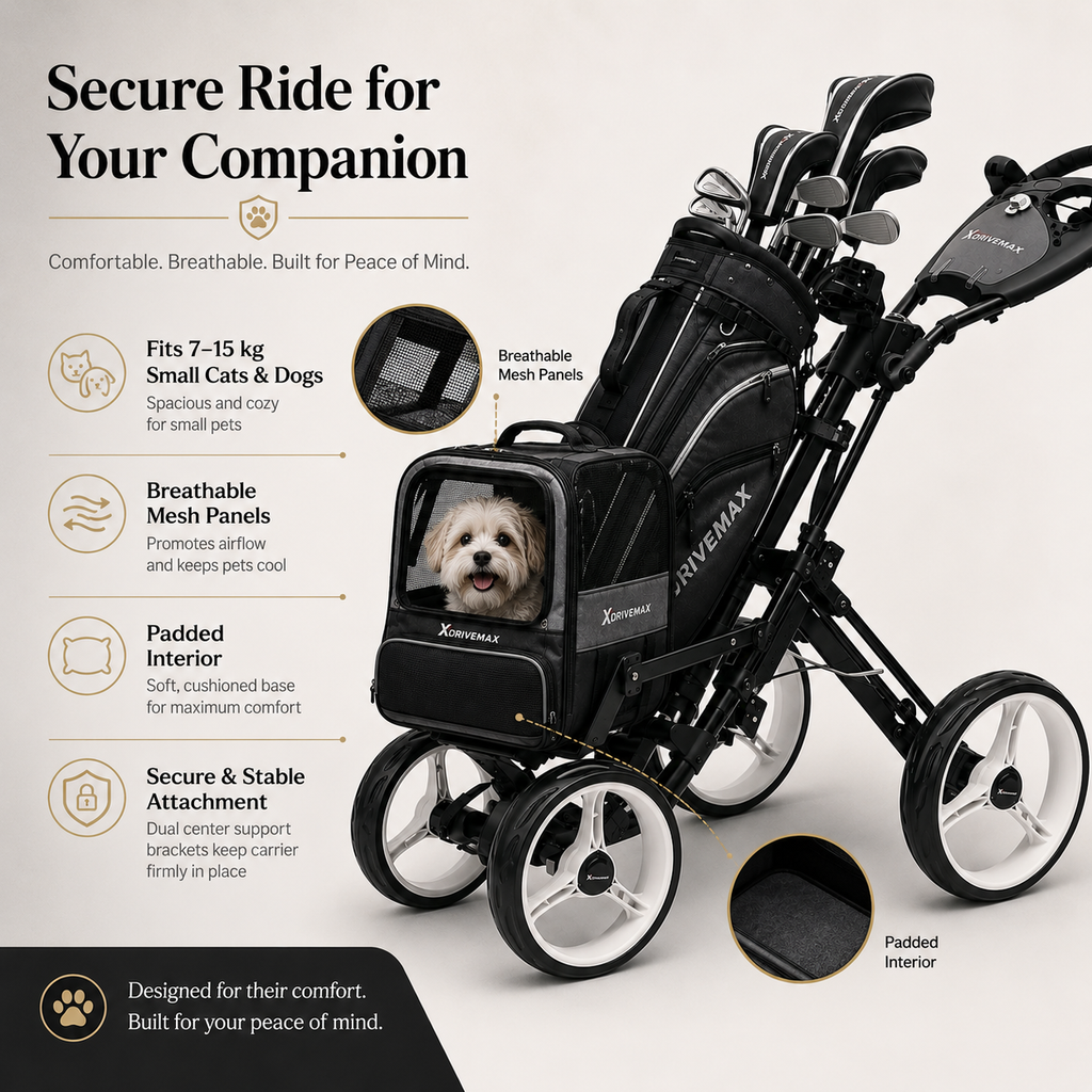 4-Wheel Golf Push Cart with Detachable Pet Carrier