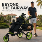 3-Wheel Golf Push Cart with Detachable Pet Carrier