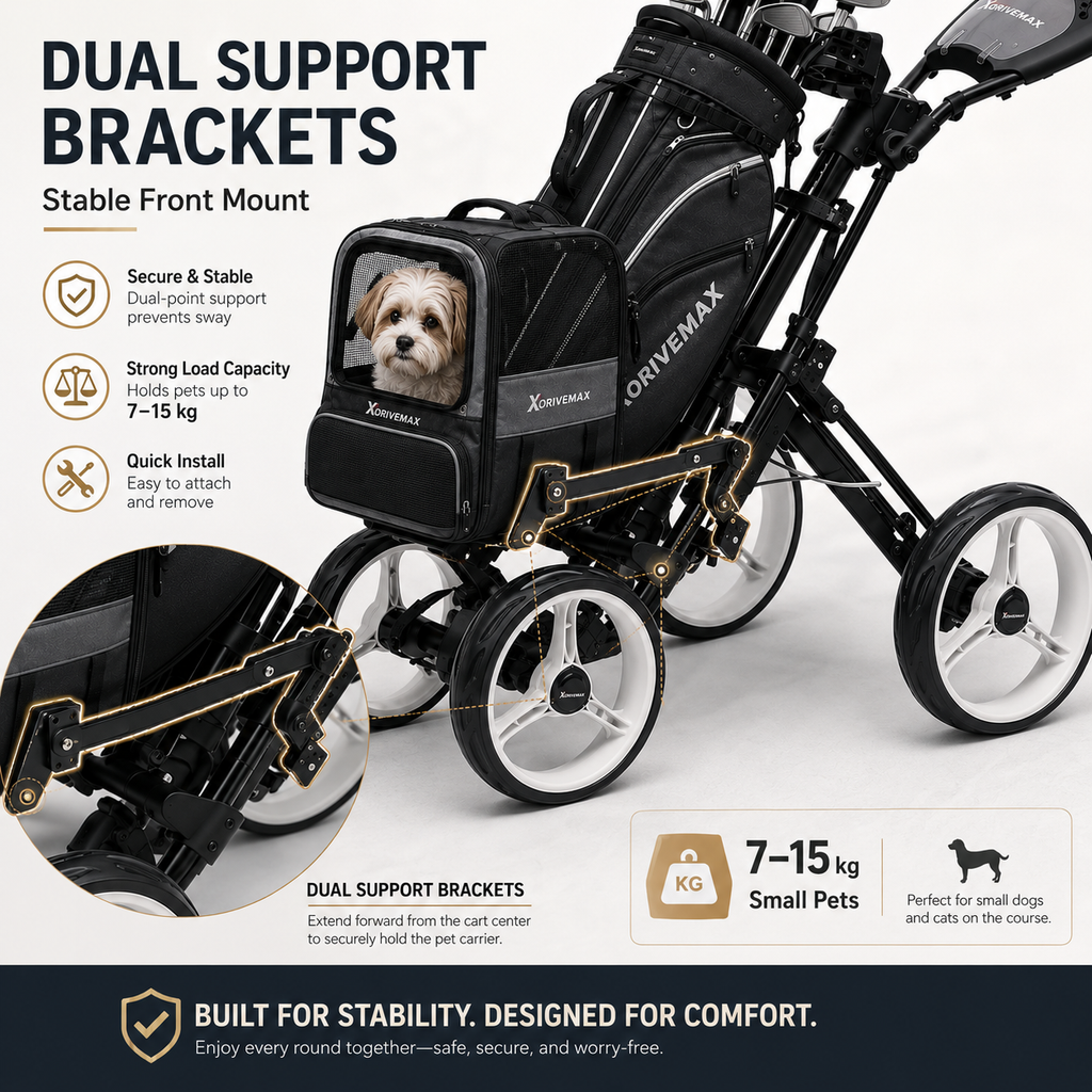 4-Wheel Golf Push Cart with Detachable Pet Carrier