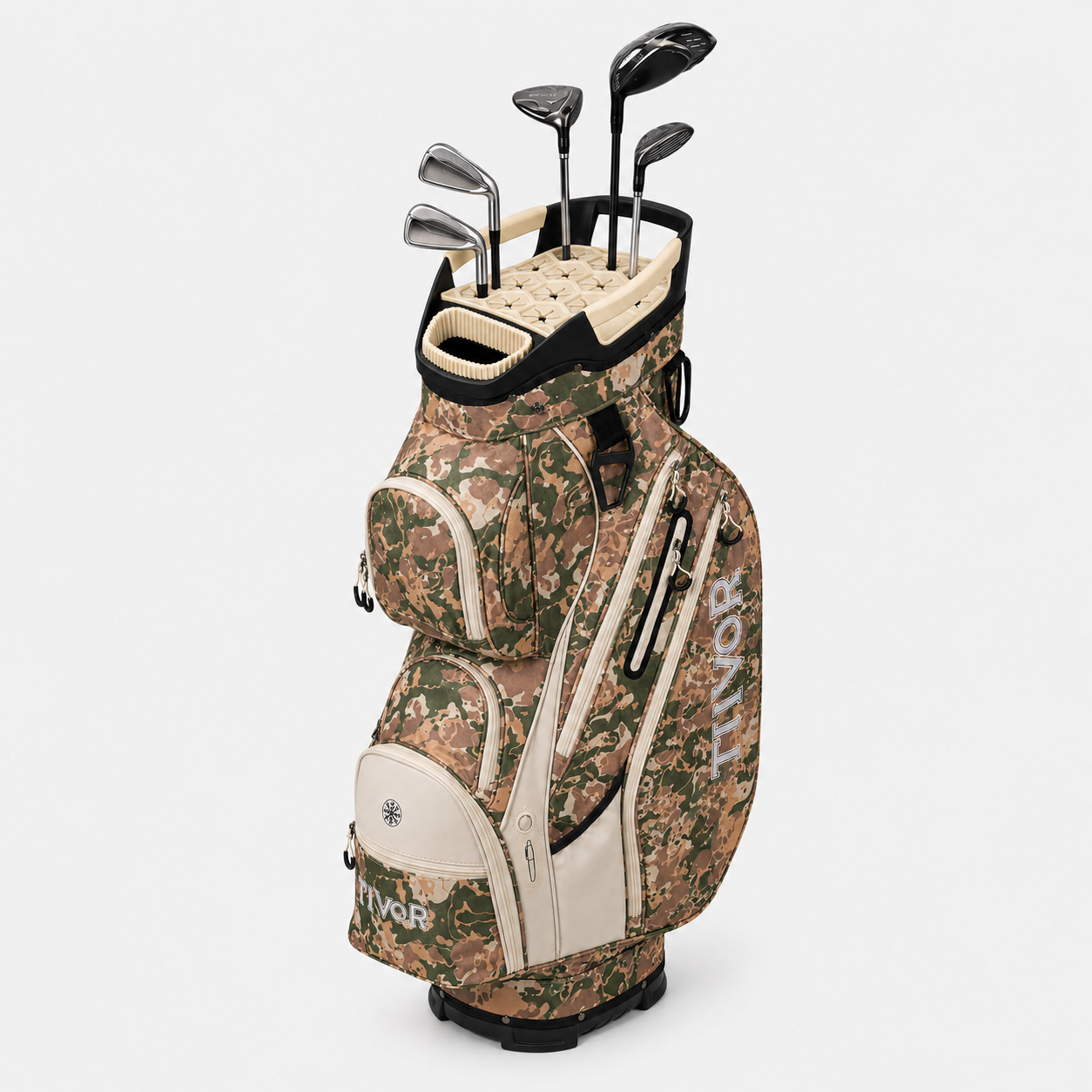 TIVOR 15-Way Silent T-Lock Golf Cart Bag with Full-Length Dividers