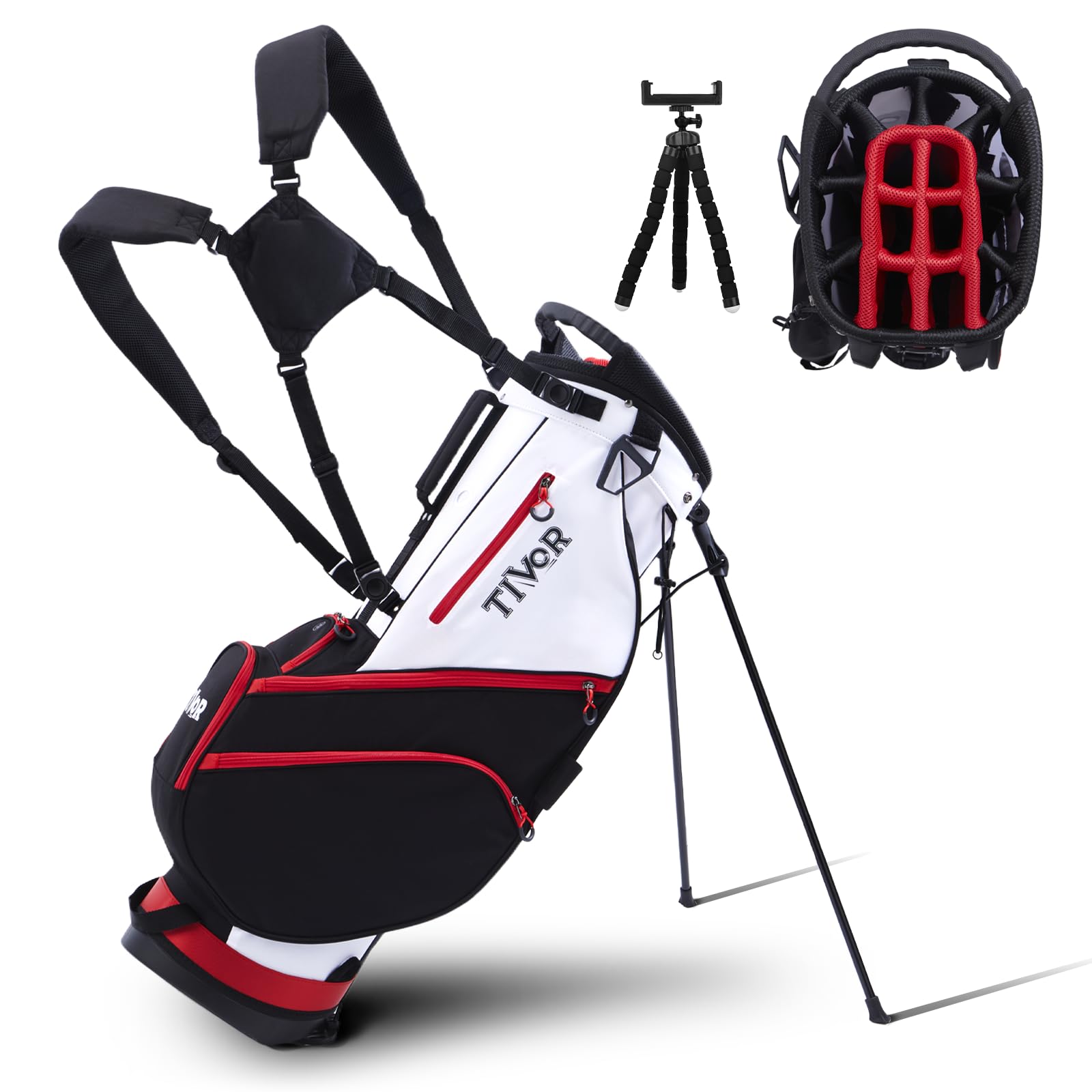 Golf Stand Bag - 14-Way Full-Length Dividers,Golf Bag with 8 Spacious Pockets - Lightweight Golf Bag for Men and Women with 3D Hip Pad, Stable Legs & Phone Holder