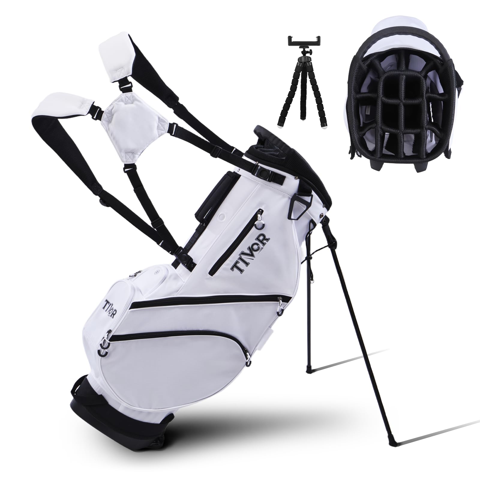 Golf Stand Bag - 14-Way Full-Length Dividers,Golf Bag with 8 Spacious Pockets - Lightweight Golf Bag for Men and Women with 3D Hip Pad, Stable Legs & Phone Holder