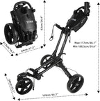 Tivor Golf Push Cart with 360° Front Wheels & Handbrake, 3 Wheel Pull Cart Offers One-Click Folding and All-Terrain Mobility