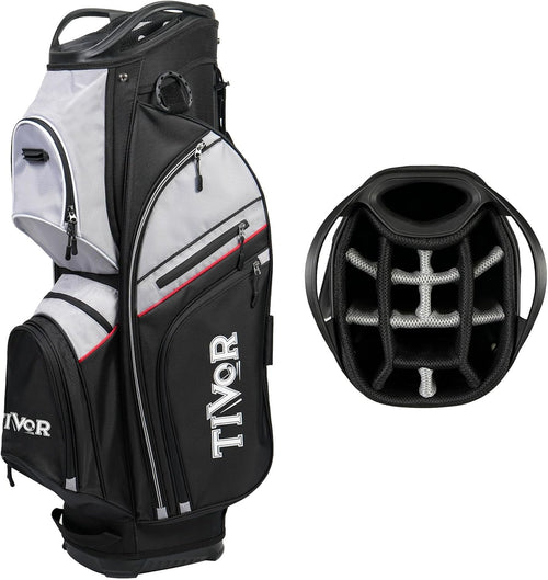 TIVOR 2026 Golf Cart Bag - 14-Way Full-Length Dividers, 9 Pockets, Easy-Access Handle & Ergonomic Straps | Perfect for Cart & Walking, Includes Rain Cover