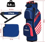 TIVOR 2026 T-Lock Golf Cart Bag-15-Way Full-Length Dividers,9 Pockets, Easy-Access Handle & Ergonomic Straps | Perfect for Cart & Walking, Includes Rain Cover
