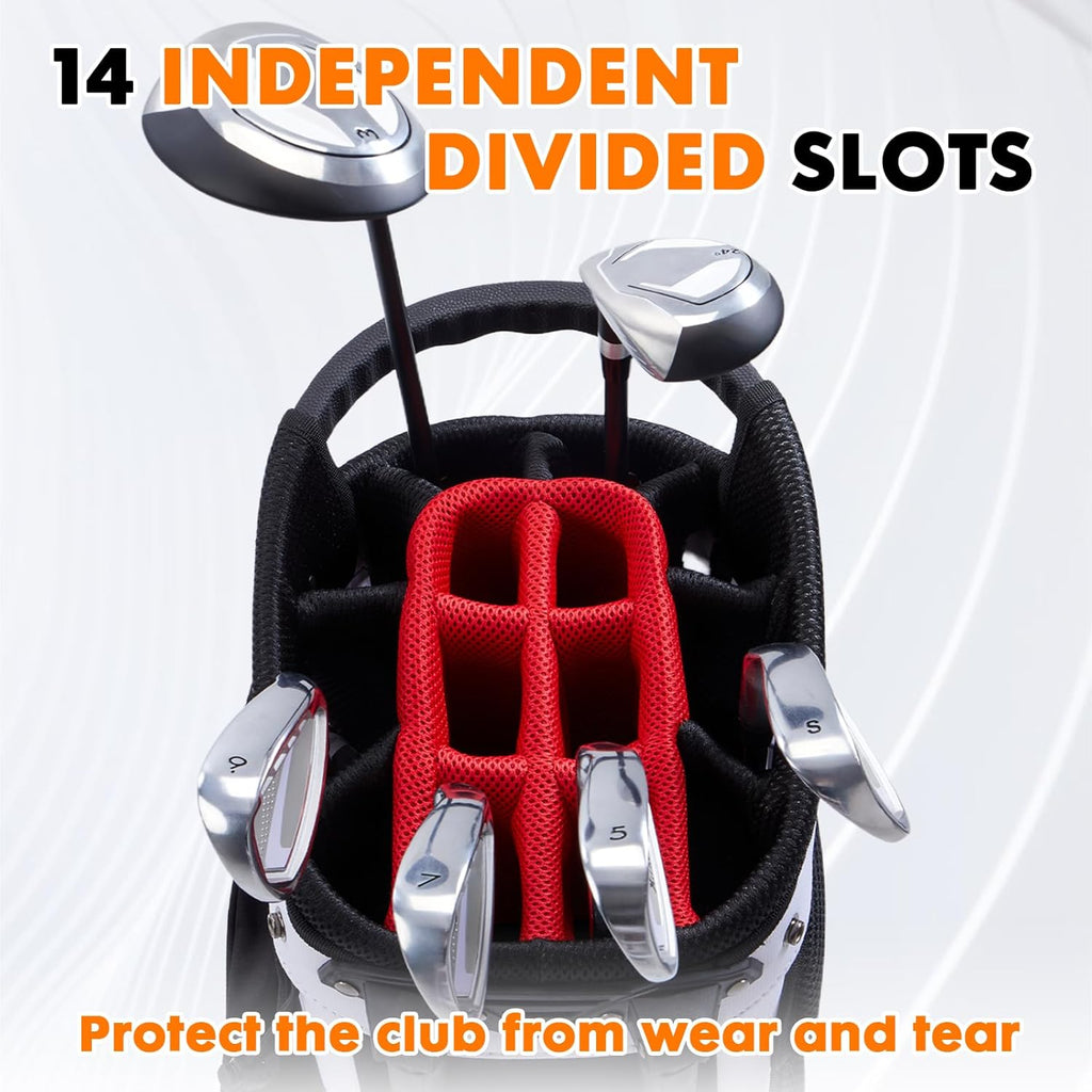 Golf Stand Bag - 14-Way Full-Length Dividers,Golf Bag with 8 Spacious Pockets - Lightweight Golf Bag for Men and Women with 3D Hip Pad, Stable Legs & Phone Holder