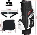 TIVOR 2026 T-Lock Golf Cart Bag-14-Way Full-Length Dividers,9 Pockets, Easy-Access Handle & Ergonomic Straps | Perfect for Cart & Walking, Includes Rain Cover
