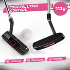 Golf Clubs Set 7-Piece Complete Set with Driver Hybrid 7 Iron 9 Iron Sand Wedge Putter Stand Bag for Women Men Right Left Handed - Beginner Golf Sets Pink Gray