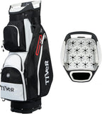 TIVOR Golf Cart Bag 15-Way Dividers, 12 Pockets, Premium Silent Design with Rain Hood - Black & Gray