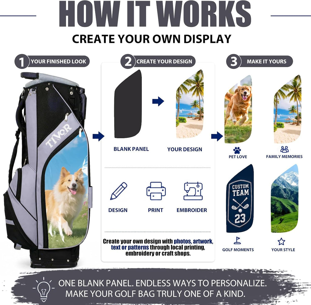 Personalized Golf Stand Bag for Men Lightweight 5-Way Full-Length Divider