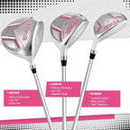 Golf Clubs Set Complete 14-Piece with Driver Fairway Hybrid Irons Putter Stand Bag & 3 Headcovers for Men Women Right Left Handed - Beginner Golf Sets Pink Black