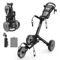 Tivor Lightweight Golf Push cart 3 Wheel,Foldable Golf Trolley for Adults and Junior with Ergonomic Adjustable Handle, Scorecard Holder, Umbrella Mount, Foot Brake, All-Terrain Wheels