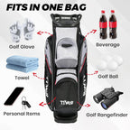 TIVOR 2026 Golf Cart Bag - 14-Way Full-Length Dividers, 9 Pockets, Easy-Access Handle & Ergonomic Straps | Perfect for Cart & Walking, Includes Rain Cover