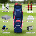 TIVOR 2026 T-Lock Golf Cart Bag-15-Way Full-Length Dividers,9 Pockets, Easy-Access Handle & Ergonomic Straps | Perfect for Cart & Walking, Includes Rain Cover