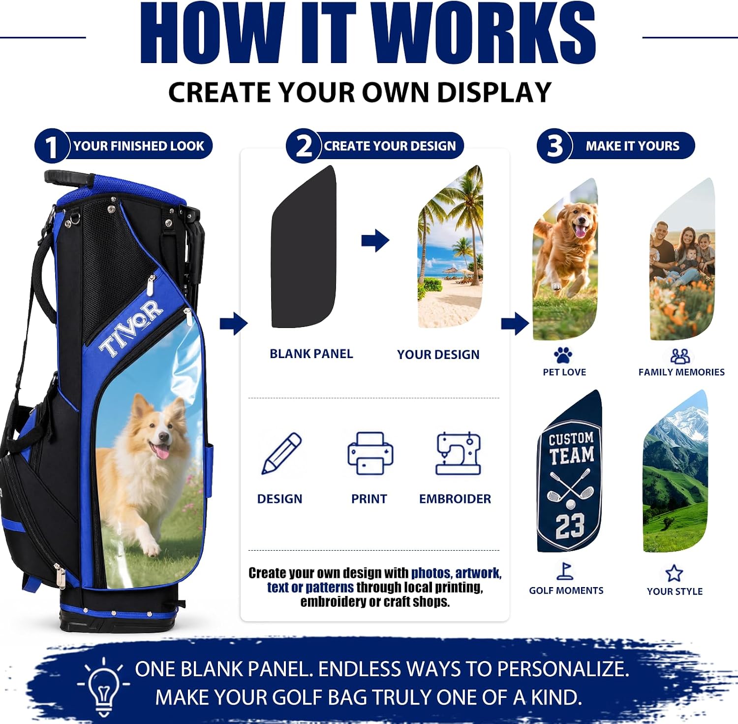 Personalized Golf Stand Bag for Men Lightweight 5-Way Full-Length Divider