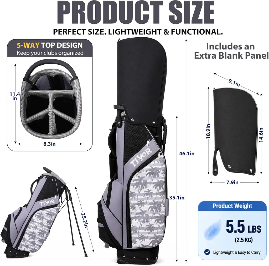 Personalized Golf Stand Bag for Men Lightweight 5-Way Full-Length Divider