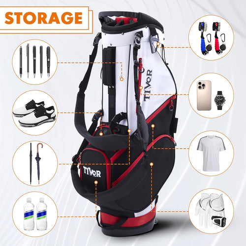 Golf Stand Bag - 14-Way Full-Length Dividers,Golf Bag with 8 Spacious Pockets - Lightweight Golf Bag for Men and Women with 3D Hip Pad, Stable Legs & Phone Holder