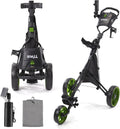 Tivor 3 Wheel Golf Push Cart, Lightweight Push Cart Golf One-Click Folding, Adjustable Height Pushcart for Golf Bags, Compact Design for Ladies, Junior Golfers