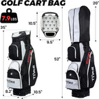 TIVOR Golf Cart Bag 15-Way Dividers, 12 Pockets, Premium Silent Design with Rain Hood - Black & Gray
