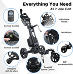 Tivor Electric Golf Push Cart with 24V10Ah Li-Ion Battery, 9 Speed Gears, Extra Large Storage, 2-Stage Folding with E-Brake, Travels Up and Downhill at Even Speeds