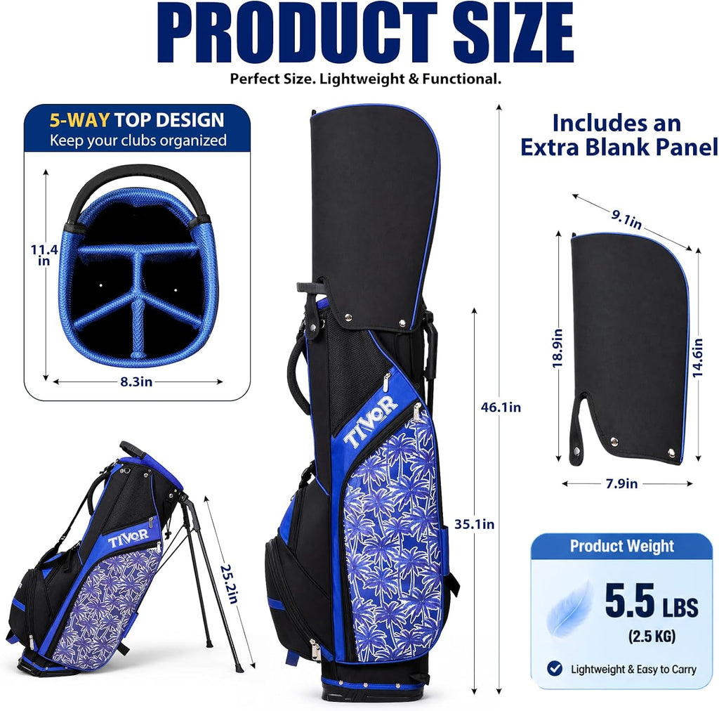 Personalized Golf Stand Bag for Men Lightweight 5-Way Full-Length Divider