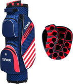 TIVOR 2026 T-Lock Golf Cart Bag-15-Way Full-Length Dividers,9 Pockets, Easy-Access Handle & Ergonomic Straps | Perfect for Cart & Walking, Includes Rain Cover