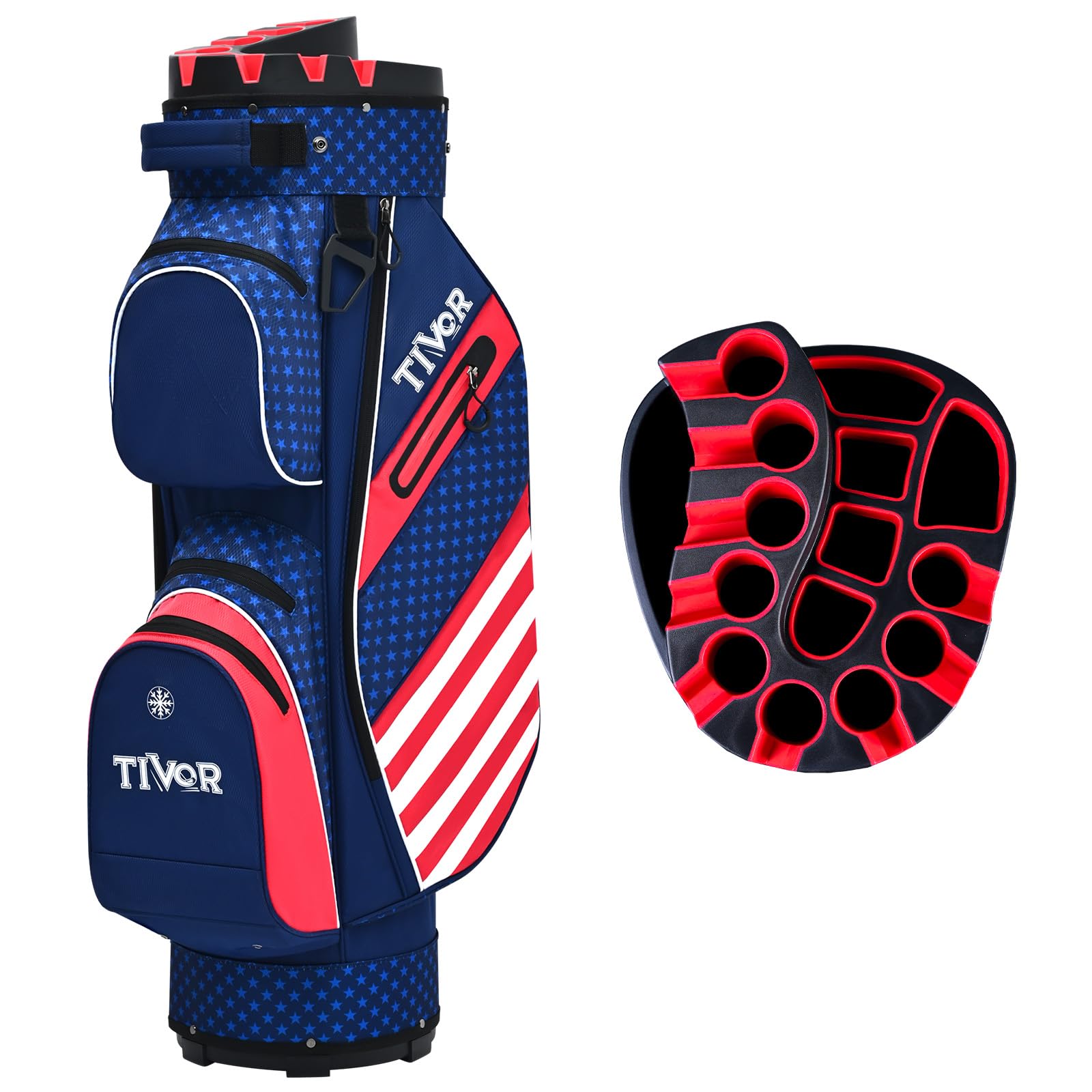 TIVOR 2026 T-Lock Golf Cart Bag-15-Way Full-Length Dividers,9 Pockets, Easy-Access Handle & Ergonomic Straps | Perfect for Cart & Walking, Includes Rain Cover