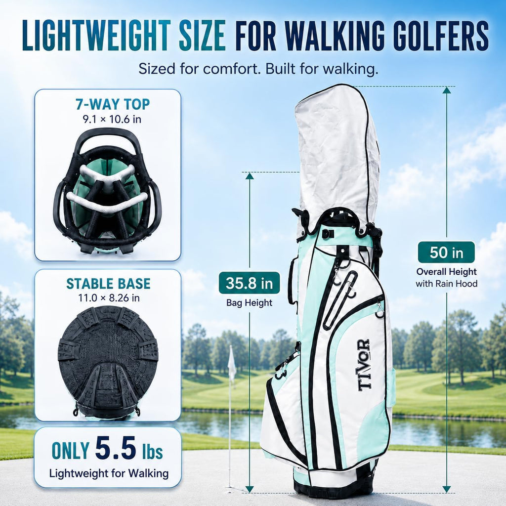 Golf Stand Bag for Men, 7-Way Lightweight Design for Walking Golfers