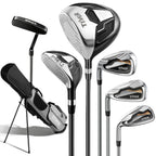 Golf Clubs Set 7-Piece Complete Set with Driver Hybrid 7 Iron 9 Iron Sand Wedge Putter Stand Bag for Women Men Right Left Handed - Beginner Golf Sets Pink Gray