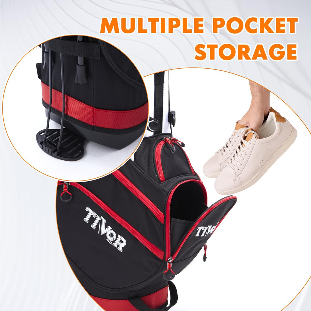 Golf Stand Bag - 14-Way Full-Length Dividers,Golf Bag with 8 Spacious Pockets - Lightweight Golf Bag for Men and Women with 3D Hip Pad, Stable Legs & Phone Holder