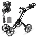 Tivor Lightweight Golf Push cart 4 Wheel Foldable Golf Trolley for Adults and Junior with Ergonomic Adjustable Handle, Scorecard Holder, Umbrella Mount, Foot Brake, All-Terrain Wheels