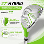 Kids Golf Clubs Set for Ages 3-5, Right Handed Junior Golf Clubs 6 Piece Set with Hybrid, 7 Iron, Putter, Golf Bag, Headcover & Practice Mat, Kids Golf Set for Height 3'4"–3'10", Green