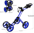 Tivor Lightweight Golf Push cart 4 Wheel Foldable Golf Trolley for Adults and Junior with Ergonomic Adjustable Handle, Scorecard Holder, Umbrella Mount, Foot Brake, All-Terrain Wheels