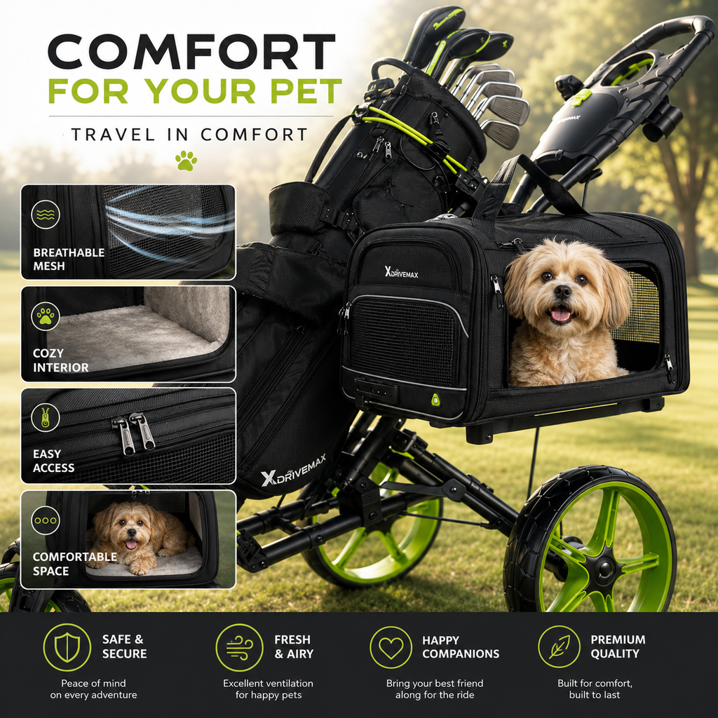 3-Wheel Golf Push Cart with Detachable Pet Carrier