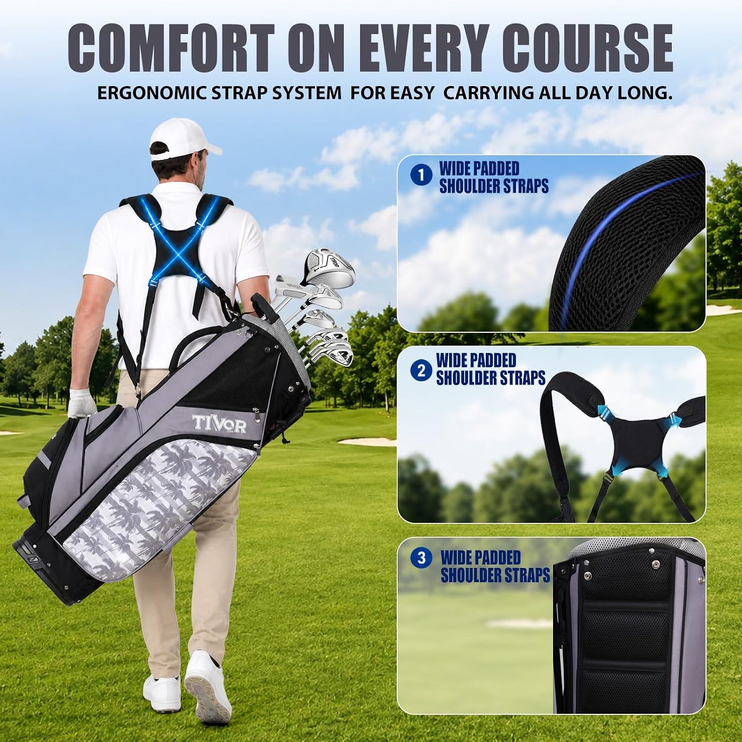 Personalized Golf Stand Bag for Men Lightweight 5-Way Full-Length Divider