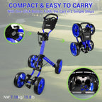 Tivor Lightweight Golf Push cart 4 Wheel Foldable Golf Trolley for Adults and Junior with Ergonomic Adjustable Handle, Scorecard Holder, Umbrella Mount, Foot Brake, All-Terrain Wheels