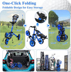 Tivor Lightweight Golf Push cart 3 Wheel,Foldable Golf Trolley for Adults and Junior with Ergonomic Adjustable Handle, Scorecard Holder, Umbrella Mount, Foot Brake, All-Terrain Wheels
