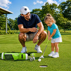 Kids Golf Clubs Set for Ages 3-5, Right Handed Junior Golf Clubs 6 Piece Set with Hybrid, 7 Iron, Putter, Golf Bag, Headcover & Practice Mat, Kids Golf Set for Height 3'4"–3'10", Green