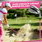 Golf Clubs Set 7-Piece Complete Set with Driver Hybrid 7 Iron 9 Iron Sand Wedge Putter Stand Bag for Women Men Right Left Handed - Beginner Golf Sets Pink Gray