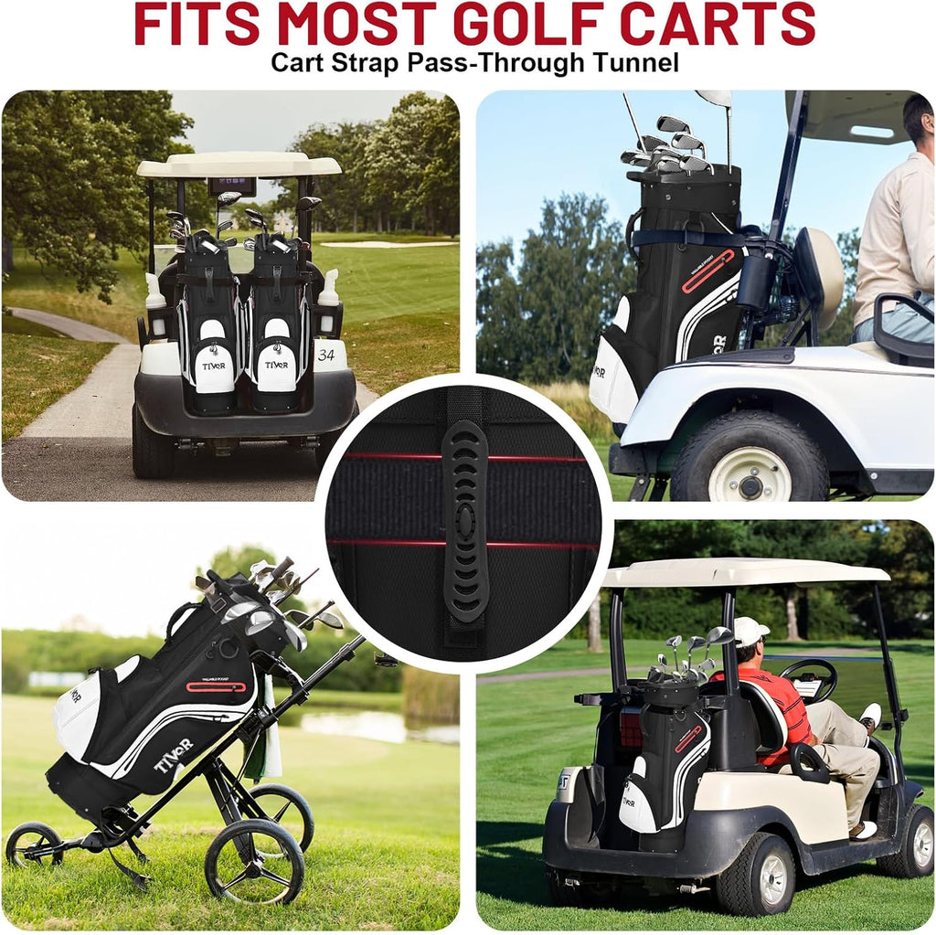 TIVOR 2026 T-Lock Golf Cart Bag-14-Way Full-Length Dividers,9 Pockets, Easy-Access Handle & Ergonomic Straps | Perfect for Cart & Walking, Includes Rain Cover