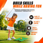Kids Golf Clubs Set for Ages 6-8, Right Handed Junior Golf Clubs 7 Piece Set with 400cc Driver, 7 Iron, 9 Iron, Putter, Stand Bag, Headcover & Practice Mat, Kids Golf Set for Height 3'10"-4'4", Orange