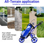 Tivor Lightweight Golf Push cart 4 Wheel Foldable Golf Trolley for Adults and Junior with Ergonomic Adjustable Handle, Scorecard Holder, Umbrella Mount, Foot Brake, All-Terrain Wheels