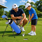 Kids Golf Clubs Set for Ages 6-8, Right Handed Junior Golf Clubs 7 Piece Set with 400cc Driver, 7 Iron, 9 Iron, Putter, Stand Bag, Headcover & Practice Mat, Kids Golf Set for Height 3'10"-4'4", Blue