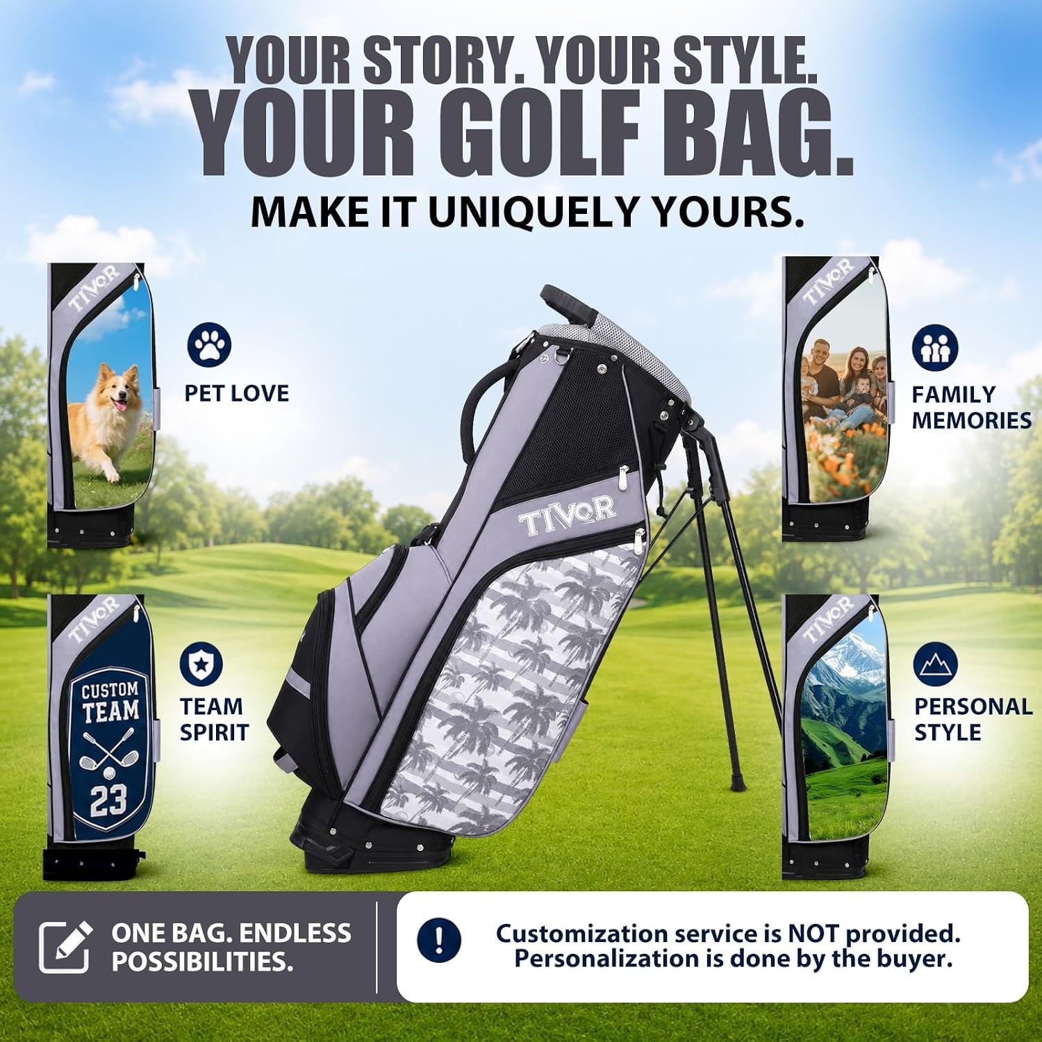Personalized Golf Stand Bag for Men Lightweight 5-Way Full-Length Divider
