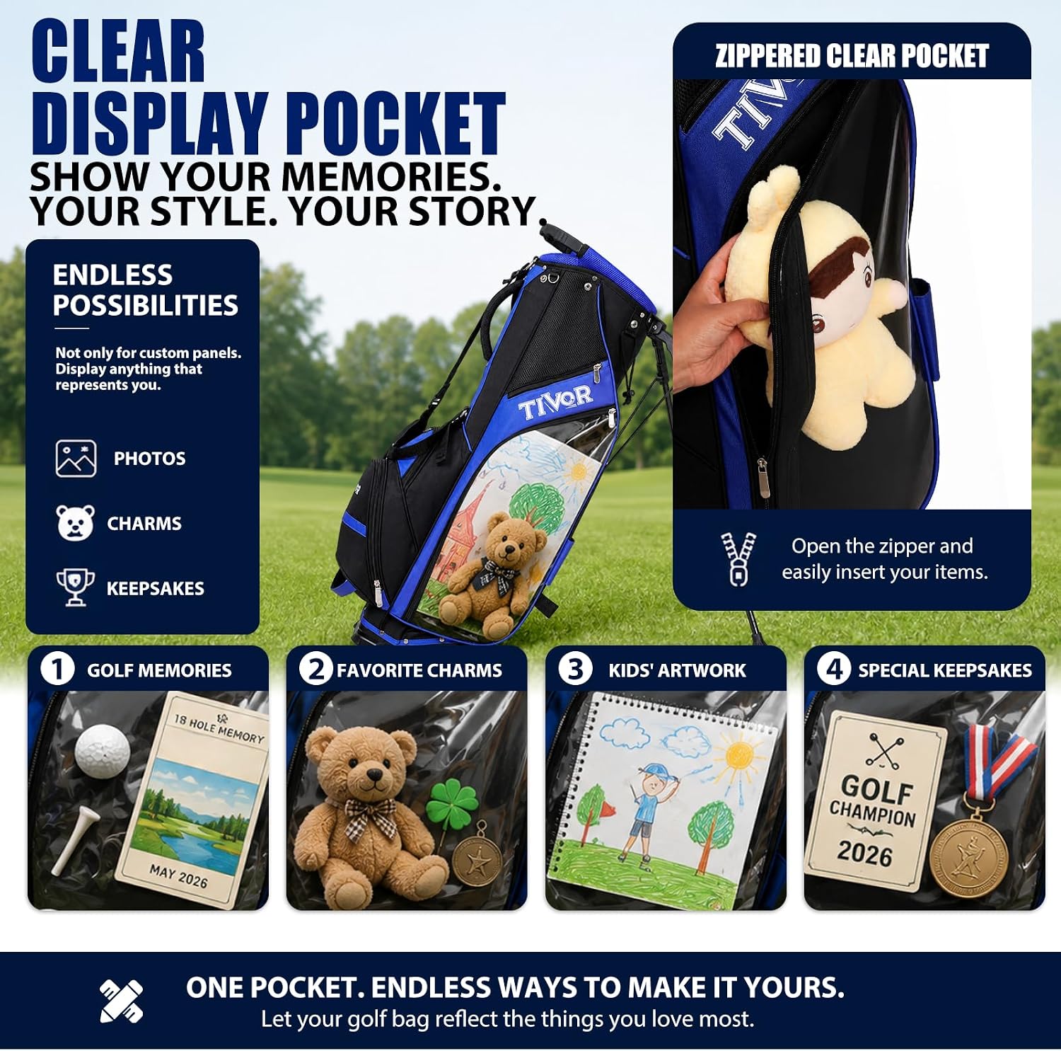 Personalized Golf Stand Bag for Men Lightweight 5-Way Full-Length Divider