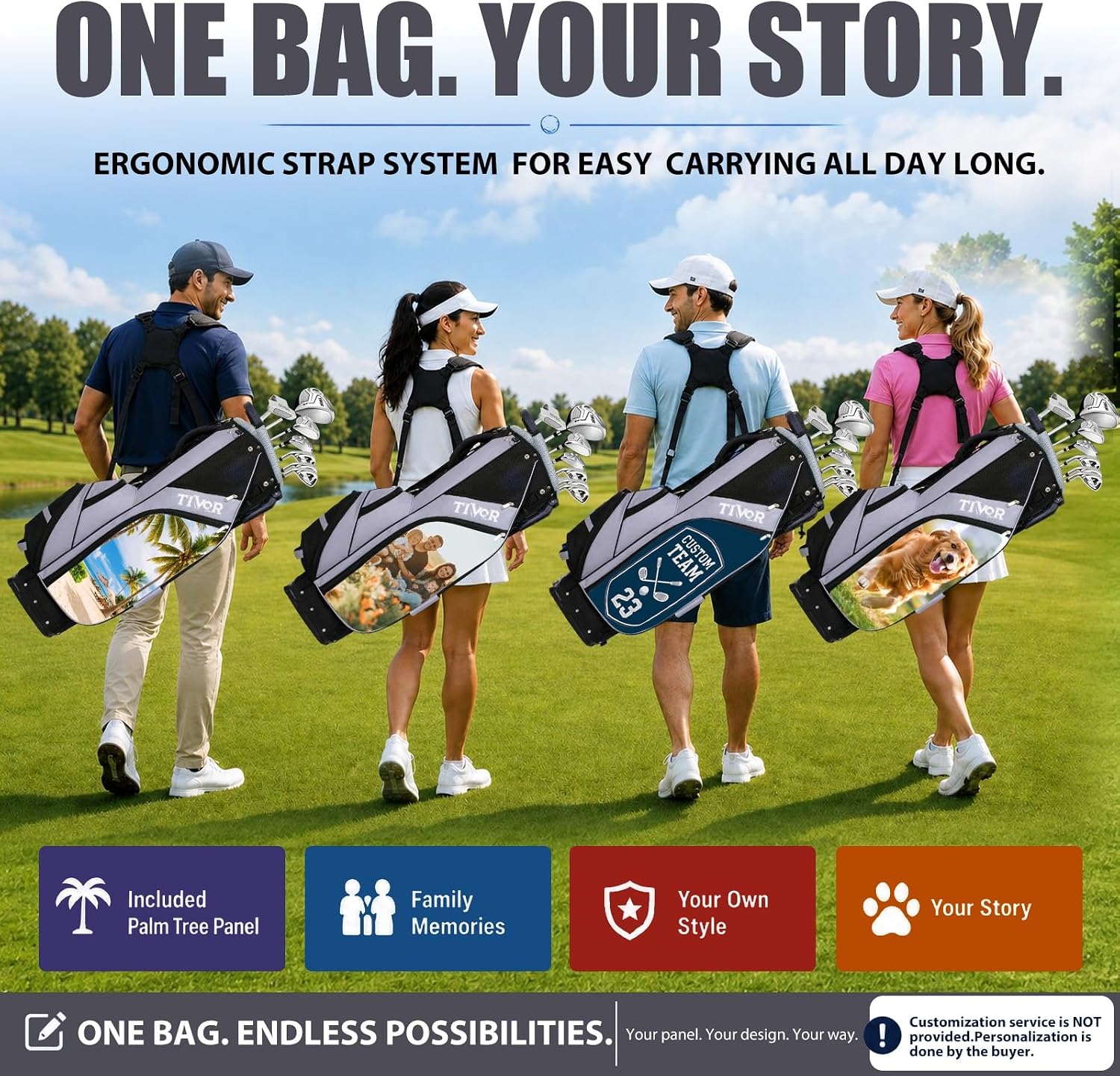 Personalized Golf Stand Bag for Men Lightweight 5-Way Full-Length Divider