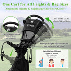 Tivor 3 Wheel Golf Push Cart, Lightweight Push Cart Golf One-Click Folding, Adjustable Height Pushcart for Golf Bags, Compact Design for Ladies, Junior Golfers