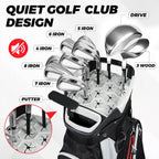 TIVOR Golf Cart Bag 15-Way Dividers, 12 Pockets, Premium Silent Design with Rain Hood - Black & Gray